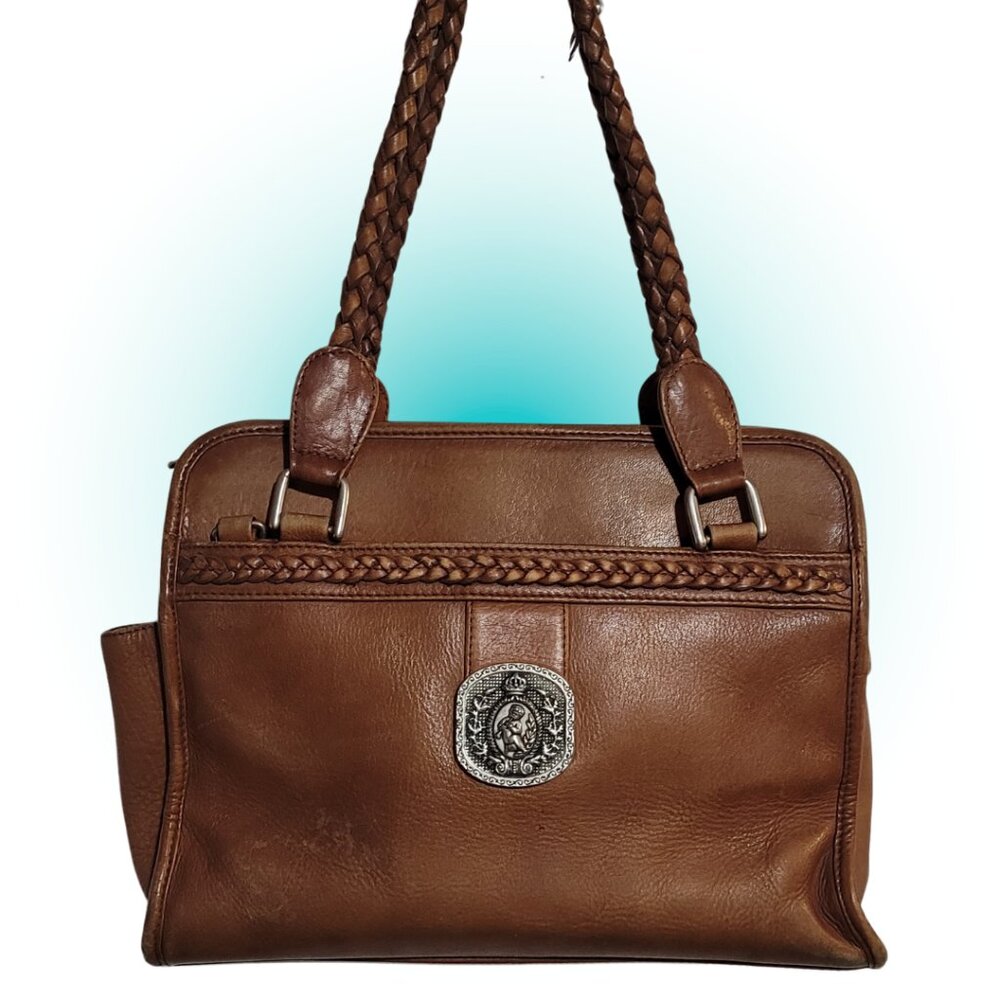ANGELS COLOMBIAN LEATHER TRUE VINTAGE COGNAC TAN HANDBAG PURSE EUC